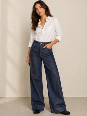 J.Crew Point Sur Puddle Wide Leg Jean Rinse Wash Size 30 NWT FLAW